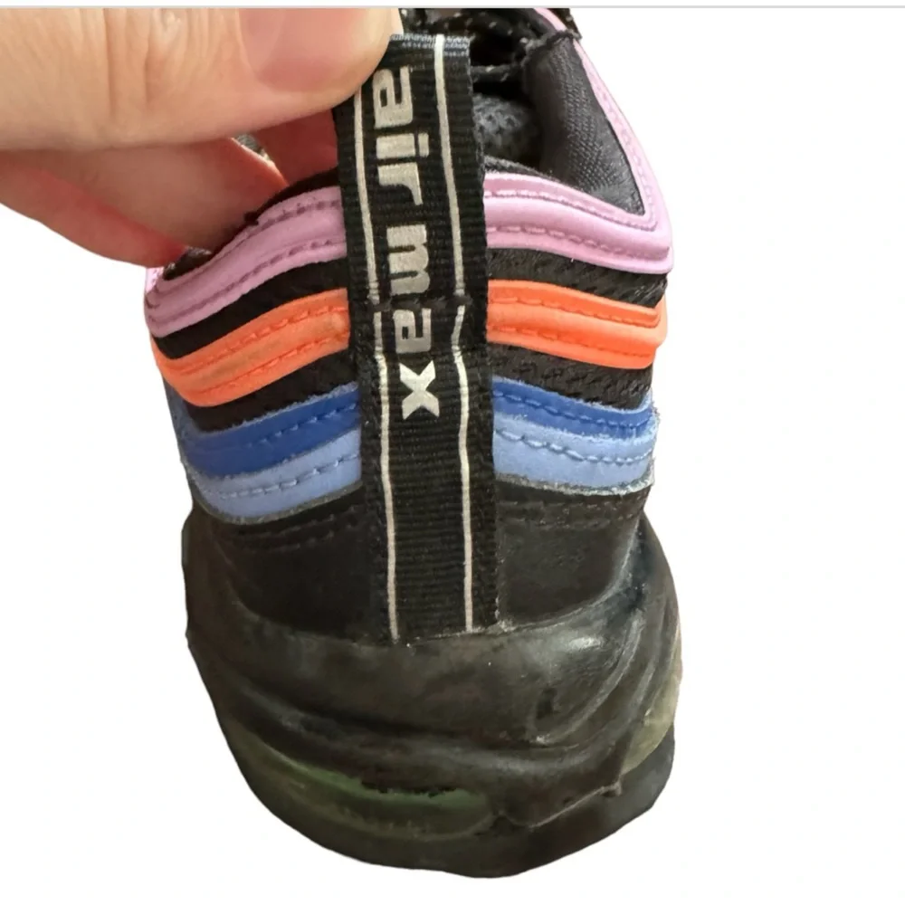 Nike AIR MAX 97 'MULTI-COLOR' #CW6028 001 Black/Electro Green/Fuchsia Glow Shoes